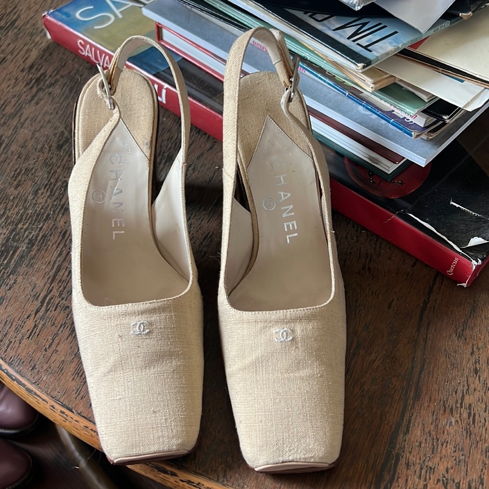 Chanel Canvas sling backs